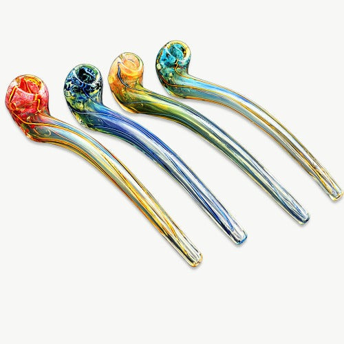 8" Long Double Rod Art Sherlock Hand Pipe - Design May Vary - (1 Count)-Hand Glass, Rigs, & Bubblers