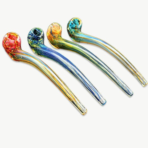 8" Long Double Rod Art Sherlock Hand Pipe - Design May Vary - (1 Count)-Hand Pipes, Rigs, & Bubblers