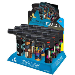 814 - Blink Emoji Torch Gun Display - (12 Count Display)-Lighters and Torches