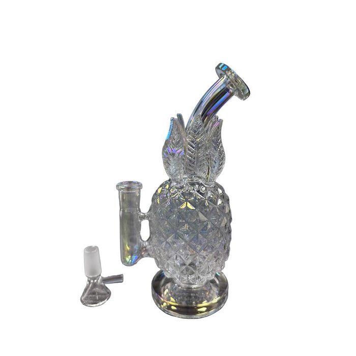 8.5" Pineapple Themed Water Pipe - Clear - (1 Count)-Hand Pipes, Rigs, & Bubblers