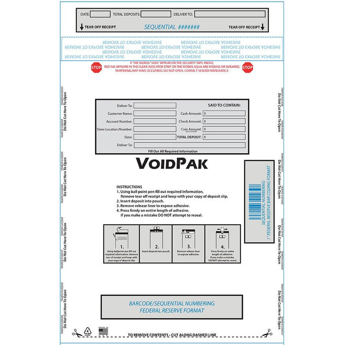 9" X 12" VoidPak Deposit Bags - (200 Count)-Office Supplies & Currency Counters