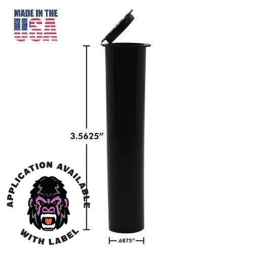 Miniature 90mm Joint Tube | Cartridge Tube - Made in USA - Opaque Black, 500 Count - Mj Wholesale