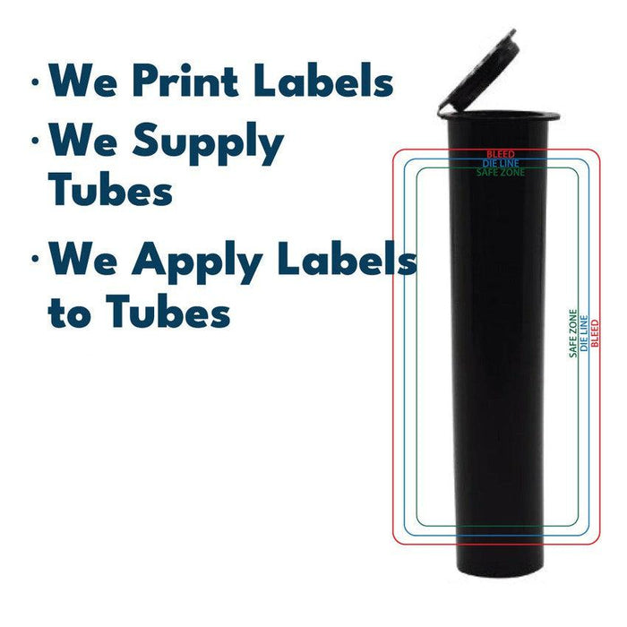 90mm or 116mm Joint Tubes with Label Application – Pre-Roll Packaging-Custom Print Stickers