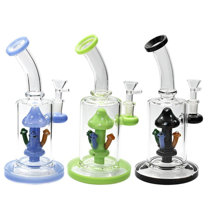 9.5" Heavy Duty Mushroom Water Pipe - Design And Color May Vary - (1 Count)-Hand Pipes, Rigs, & Bubblers