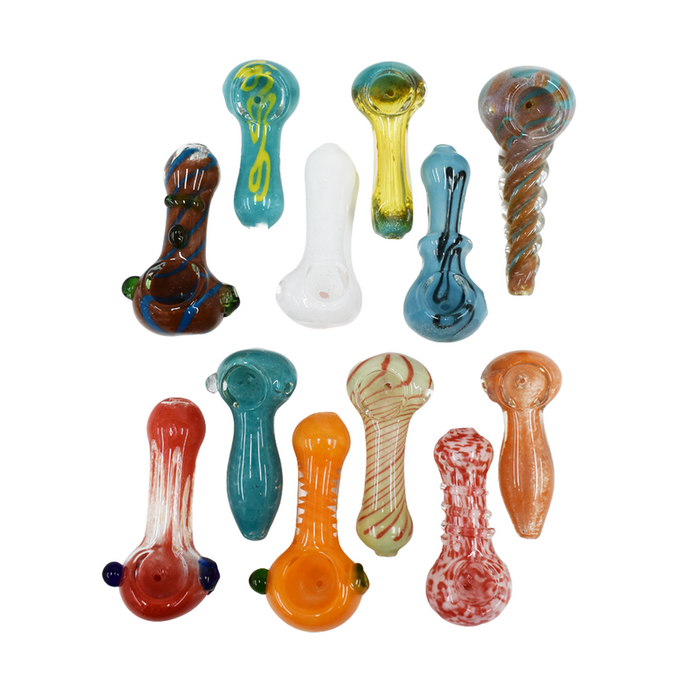 2.5" Bright Right Hand Pipe - Colors Vary - Mixed Design Jar - (42 Count)-Hand Pipes, Rigs, & Bubblers