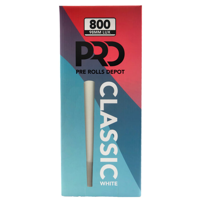 Pre Rolls Depot Paper Cones - 98mm - White - (800 Bulk Cones Per Box)