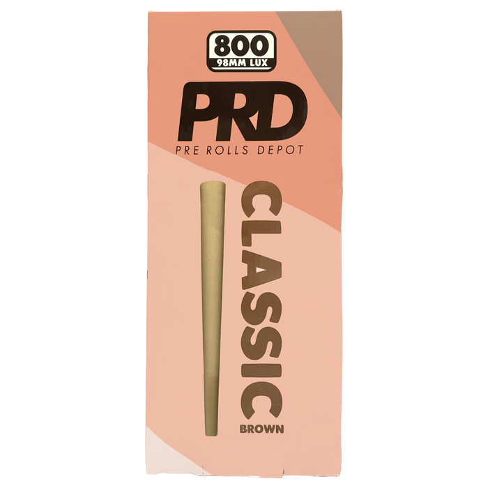 Pre Rolls Depot Paper Cones - 98mm - Brown - (800 Bulk Cones Per Box)