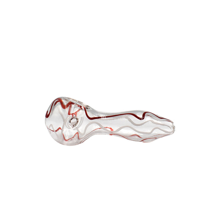 4" Clear Swirl Glass Handpipe - Design May Vary - (1 Count)-Hand Pipes, Rigs, & Bubblers-MJ Wholesale