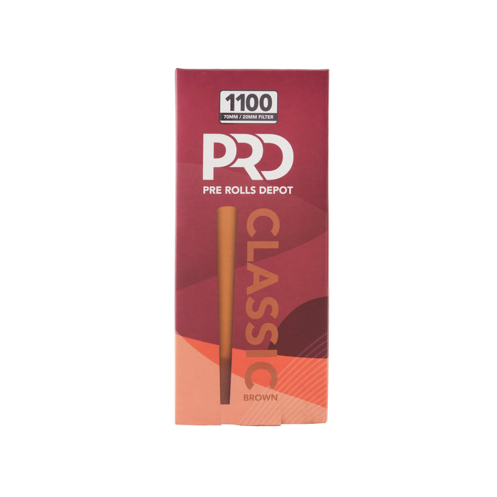 Pre Rolls Depot Paper Cones - 70mm - Brown - (1100 Bulk Cones Per Box)