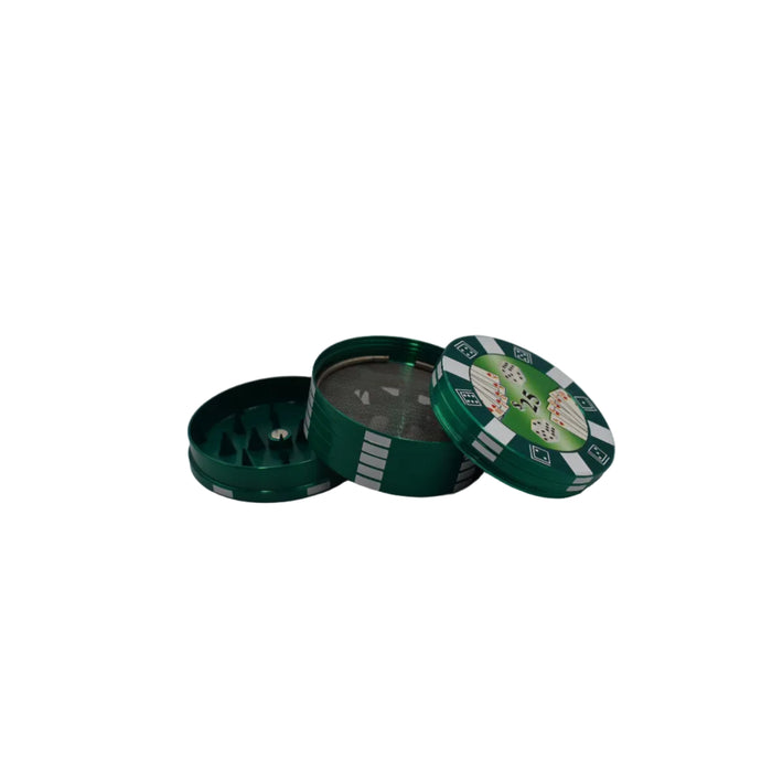 50mm 3 Part Grinder - Poker Chip Design - (12 Count Display)-Grinders-MJ Wholesale