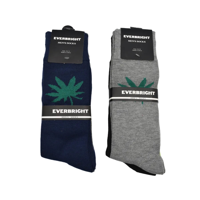 Everbright Marijuana Printed Men's Ankle Casual Socks (3 Pairs Per Pack) - Color May Vary - (1 Count)-Novelty, Hats & Clothing-MJ Wholesale