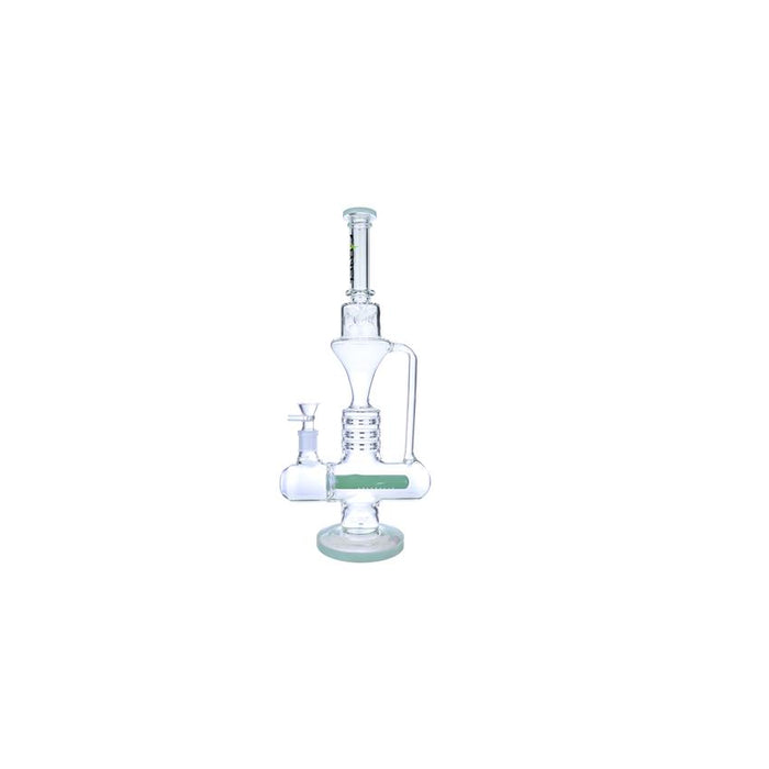 Clover 17" Inline Perc Recycler Waterpipe - Colors May Vary - (1 Count)-Glass Water Pipes-MJ Wholesale