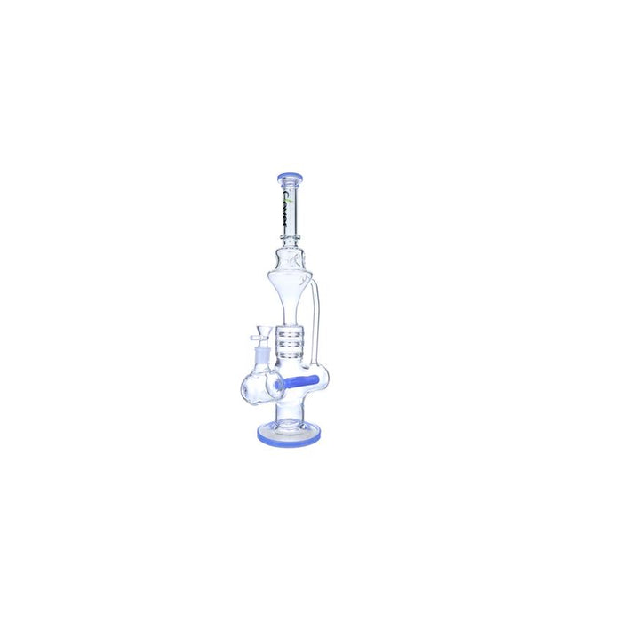 Clover 17" Inline Perc Recycler Waterpipe - Colors May Vary - (1 Count)-Glass Water Pipes-MJ Wholesale