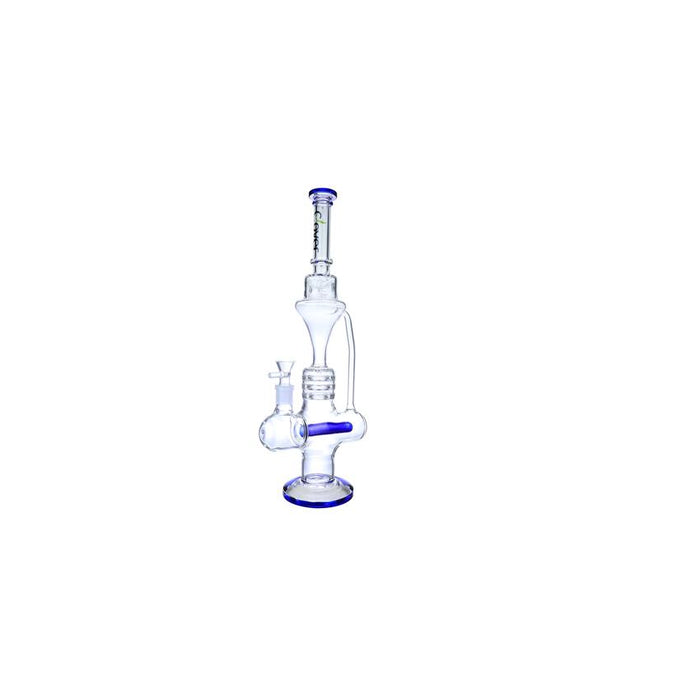 Clover 17" Inline Perc Recycler Waterpipe - Colors May Vary - (1 Count)-Glass Water Pipes-MJ Wholesale