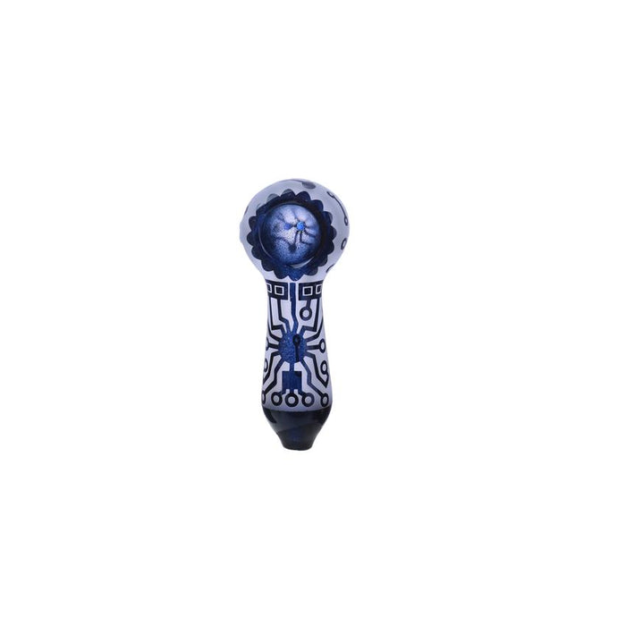 Clover 4" Tribal Etched Handpipe Colors May Vary (1 Count)-Hand Pipes-MJ Wholesale