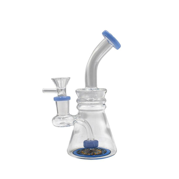 6.9" Inline Perc Triple Bent Waterpipe - Colors May vary - (1 Count)-MJ Wholesale
