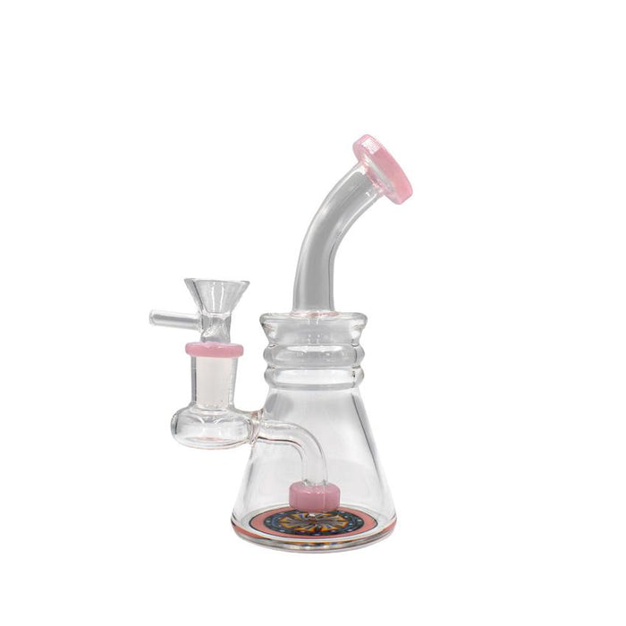 6.9" Inline Perc Triple Bent Waterpipe - Colors May vary - (1 Count)-MJ Wholesale