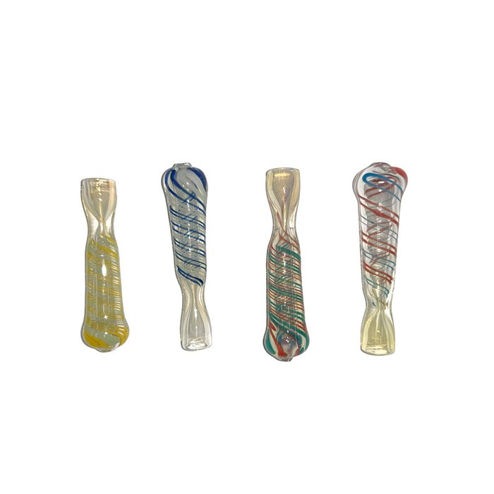 3.5" Clear Spiral Chillum Hand Pipe - Mixed Jar - (35 Count)-Glass Chillums