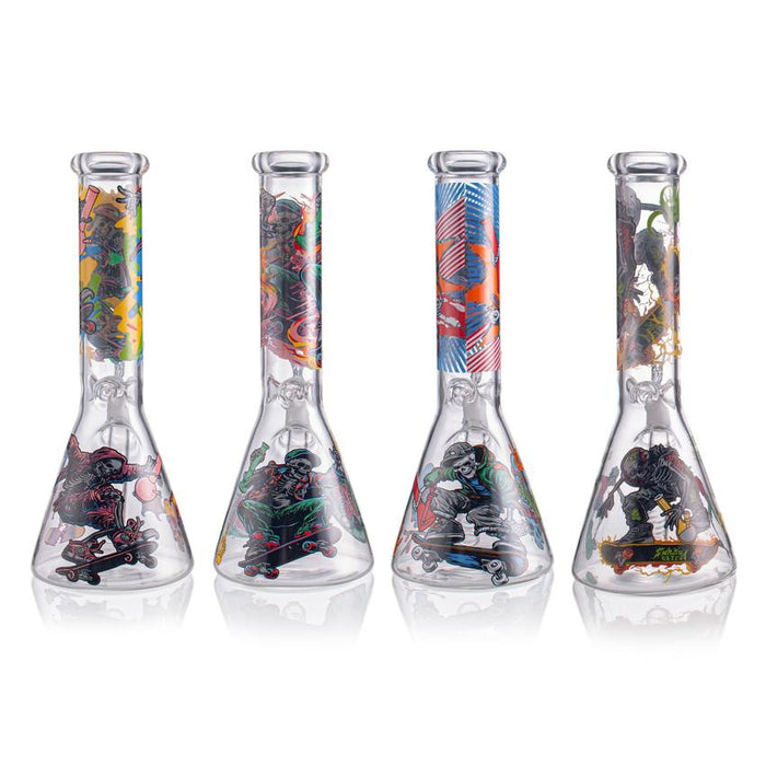 10" Skull Board Waterpipe - Colors May vary - (1 Count)-MJ Wholesale