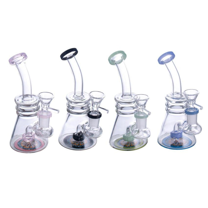 6.9" Inline Drop Perc Whirl Waterpipe - Colors May vary - (1 Count)-MJ Wholesale