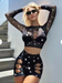 Rhinestone Skirt Set - Black rhinestone