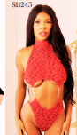 Red Hot Cheetah Chain Bodysuit-Red