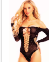 Crisscross Sparkle Bodysuit-Black