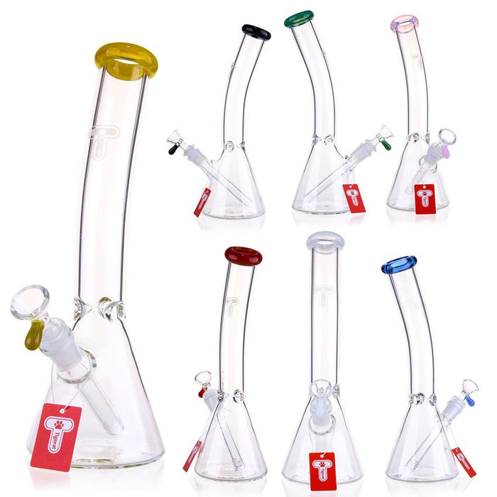12" Royal Glass Bent Neck Beaker Colors May Vary - (1 Count)-Hand Pipes, Rigs, & Bubblers-MJ Wholesale