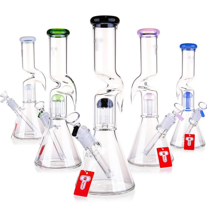 12" Single Kink Tree Arm Perc Waterpipe - Colors May Vary - (1 Count)-Hand Pipes, Rigs, & Bubblers