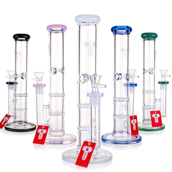 10" Double Honeycomb Perc Waterpipe - Colors May Vary - (1 Count)-Hand Pipes, Rigs, & Bubblers