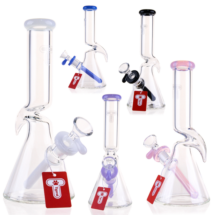 9" Single Kink Beaker Colors May Vary - (1 Count)-Hand Pipes, Rigs, & Bubblers-MJ Wholesale