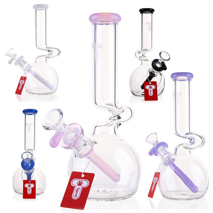 9" Single Kink Fishbowl Waterpipe Colors May Vary - (1 Count)-Hand Pipes, Rigs, & Bubblers-MJ Wholesale