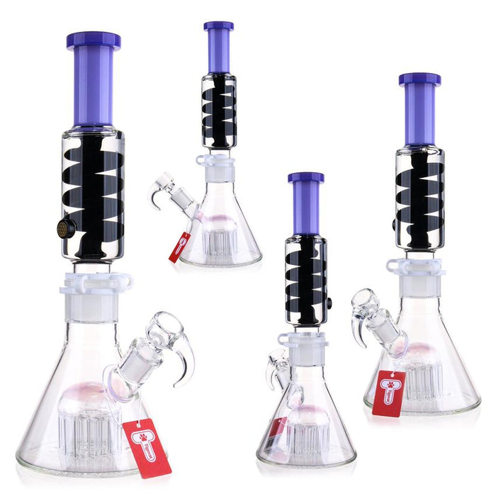 14" Glycerin Coil Tree Arm Perc Beaker Colors May Vary - (1 Count)-Hand Pipes, Rigs, & Bubblers-MJ Wholesale