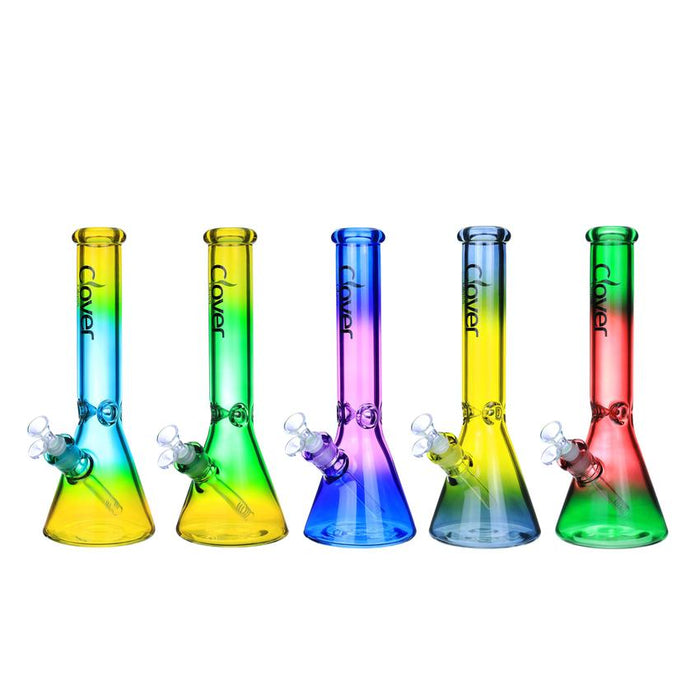 CLOVER 14" 50X7 MM Two Tone Beaker Waterpipe - Colors May Vary - (1 Count)-Glass Water Pipes-MJ Wholesale