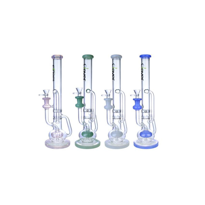 Clover 13" Ball Perc Recycler Straight Tube Waterpipe - Colors May Vary - (1 Count)-Glass Water Pipes-MJ Wholesale