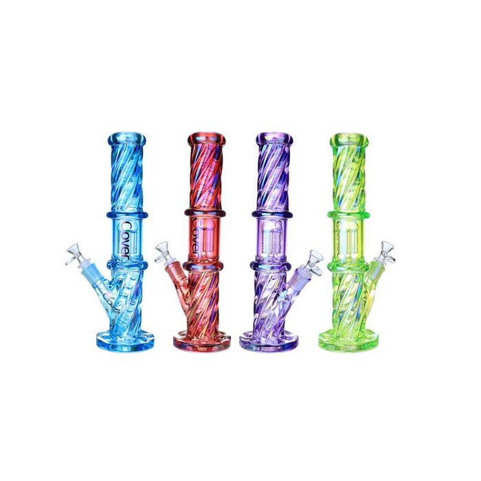 Clover 14" Spiral Tree Arm Perc Waterpipe 50x7 MM - Colors May Vary - (1 Count)-Glass Water Pipes-MJ Wholesale