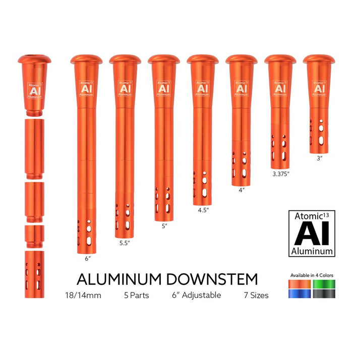 Atomic 13 Adjustable Aluminum Downstem Display – Colors May Vary – (12 Count Display)-Hand Glass, Rigs, & Bubblers