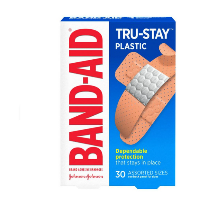 Band-Aid Tru-Stay Plastic Bandages Assorted Sizes - 30 Count Box - (6 Count)-Bandage