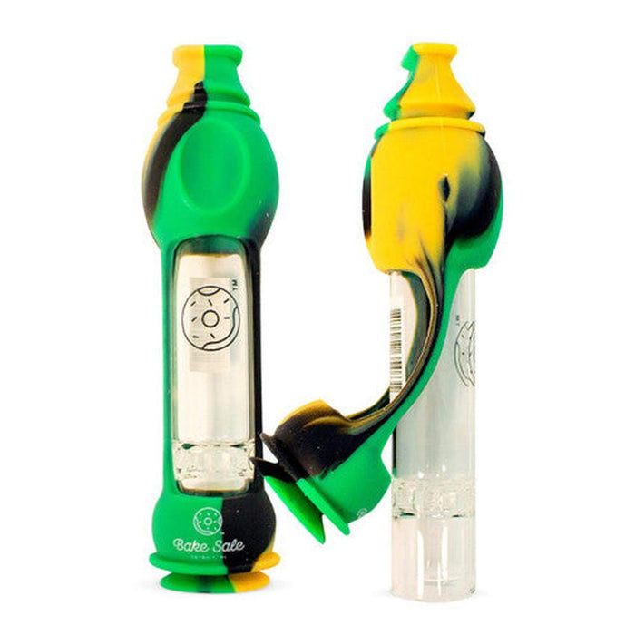 Beamer Bake Sale 4.5″ Multi-Hitter – Silicone & Glass Portable Chillum – Mixed Colors – (24 Count Display)-Hand Pipes, Rigs, & Bubblers