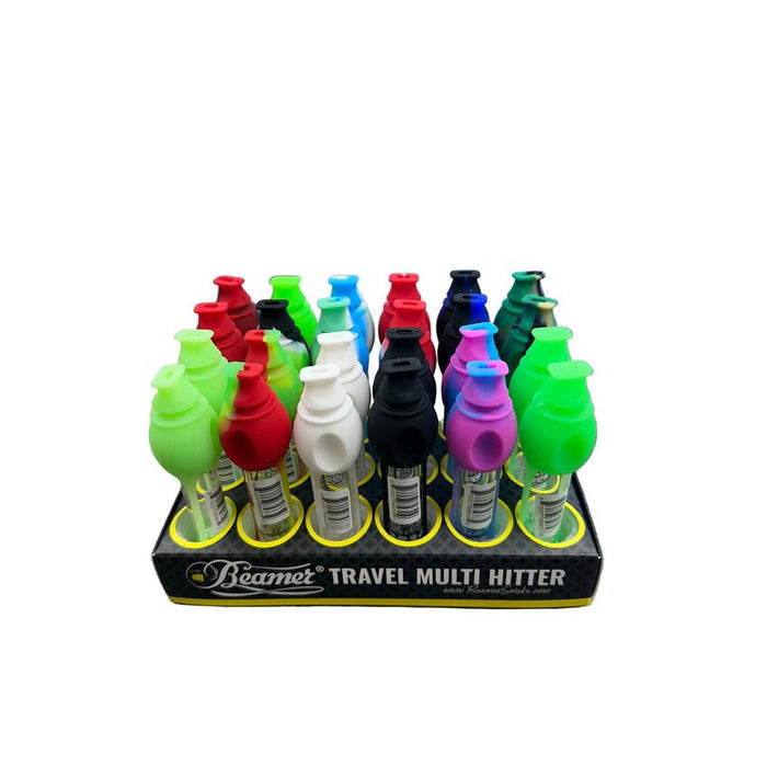 Beamer Bake Sale 4.5″ Multi-Hitter – Silicone & Glass Portable Chillum – Mixed Colors – (24 Count Display)-Hand Pipes, Rigs, & Bubblers