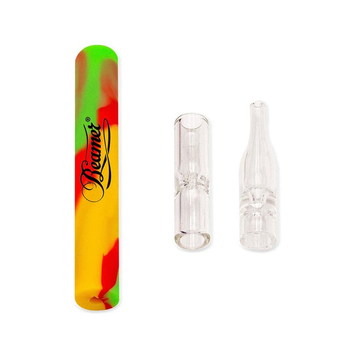 Beamer Silicone & Glass Dab N’ Flower Chillum & Dab Straw – 4.5″ – 3 Piece w/ Quartz Octo Screen – Mixed Colors – (48 Count Display)-Hand Pipes, Rigs, & Bubblers