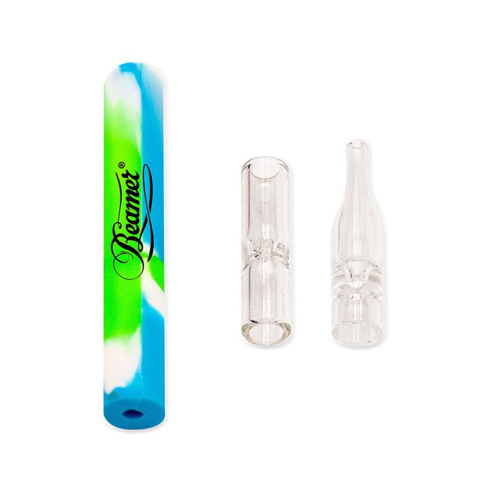 Beamer Silicone & Glass Dab N’ Flower Chillum & Dab Straw – 4.5″ – 3 Piece w/ Quartz Octo Screen – Mixed Colors – (48 Count Display)-Hand Pipes, Rigs, & Bubblers