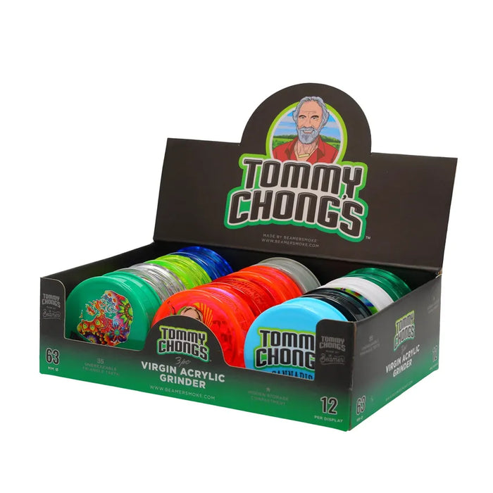 Beamer & Tommy Chong's Virgin Acrylic 3-Piece 63mm Grinder – (12 Count Display)-Grinders