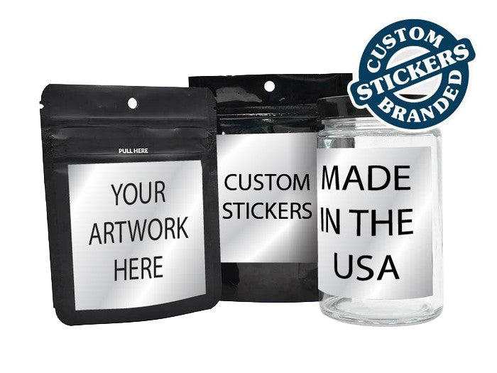 Beast Branding CUSTOM PRINTED STICKERS - 3" x 3" Square for 1/8 Oz, 1/4 Oz, Gram Mylar Pouch Bags-Custom Print Labels