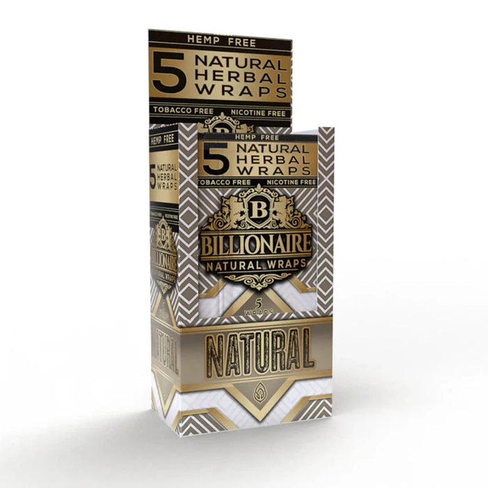 Billionaire Tea Leaf Natural Herbal Wraps - Various Flavors - 25 Packs Per Box 5 Wraps Per Pack-Papers and Cones