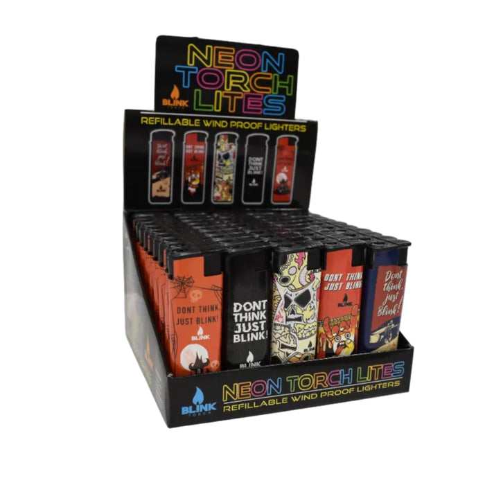 Blink Torch Windproof Lighters - Refillable - Assorted Designs - (50 Count Display)