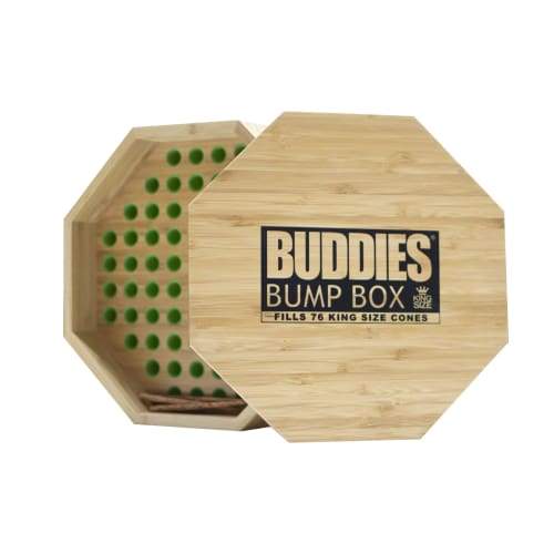 Buddies Wooden Bump Box 76 Count Cone Filler - King Size 109mm Cones or 1 1/4 84mm Cones - (2 Separate Sizes)-Processing and Handling Supplies