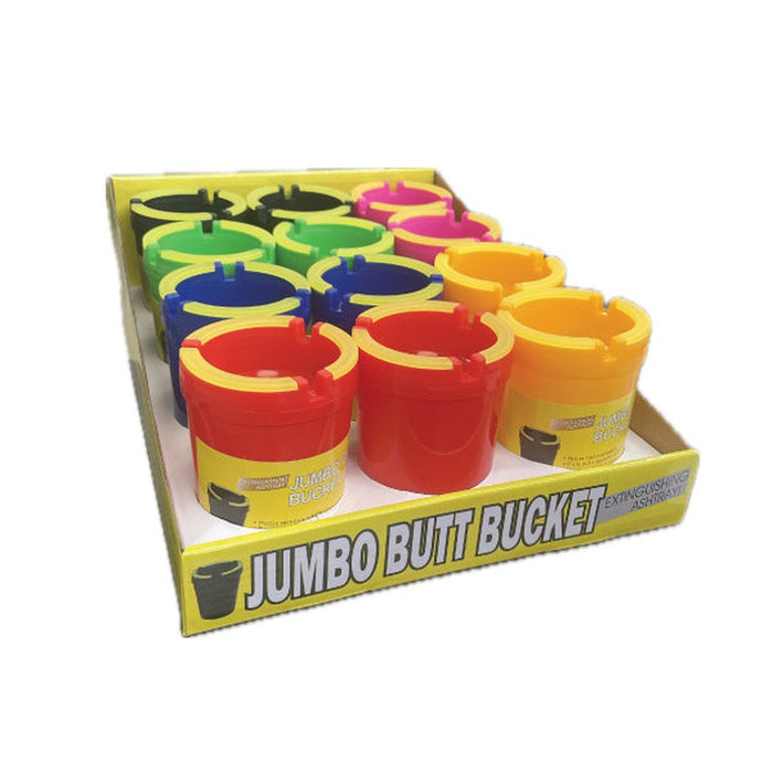 Butt Bucket Ashtray Display - Neon Colors - (12 Count Display)-Rolling Trays and Accessories