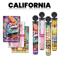 California Pre-Designed Strain 116mm Black Blunt Tube, with Strain Sticker Applied!-Custom Print Stickers