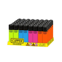 Clipper Lighter - Classic Mini Solid Fluo - (48 Count Display)-Lighters and Torches